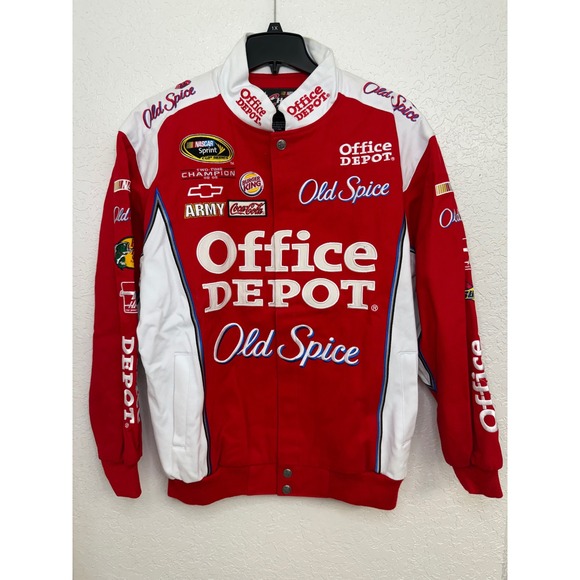 NASCAR Office Depot Old Spice Racing Jacket Mens Large Red Sprint Cup‎ Champion